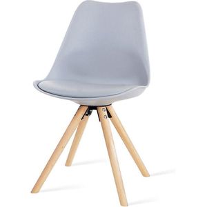 Essence Legno Eetkamerstoel Lichtgrijs - Kunststof - PU Zitting - Houten poten - Comfortabel - Kuipstoel