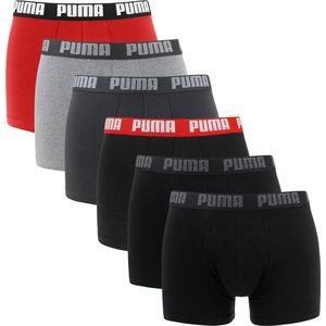 Puma Basic Heren Boxer 6-pack - Grijs/Rood/Zwart - Maat L