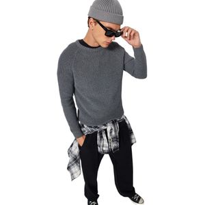 Trendyol Witte Slim Fit Wollen Ronde Hals Raglan Mouw Gebreide Trui Tmnaw20Kz1451