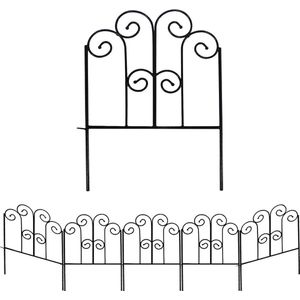 Decoratief ijzeren tuinhek 43 cm x 1,5 m, verpakking van 5 panelen, roestvrij metalen hekpanelen voor bloembedden, moestuinen en landschapsarchitectuur - ontwerpen voor honden