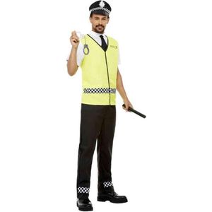 Smiffy's - Politie & Detective Kostuum - Engelse Bobby Politieman Kostuum - Geel, Zwart - Large - Carnavalskleding - Verkleedkleding