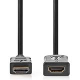 Nedis High Speed ​​HDMI-Kabel met Ethernet - HDMI Connector - HDMI Female - 4K@30Hz - 10.2 Gbps - 3.00 m - Rond - PVC - Zwart - Envelop