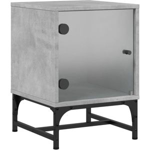 vidaXL-Nachtkastje-met-glazen-deur-35x37x50-cm-betongrijs