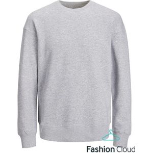 JACK & JONES Star basic sweat crew neck regular fit - heren sweatshirt katoenmengsel met O-hals - lichtgrijs melange - Maat: S