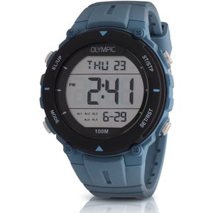 Olympic OL45HKR022 Digital Horloge - Mineraalglas - Kunststof - Blauw - 46 mm breed - Quartz - Gesp - 10 ATM (zwemmen)