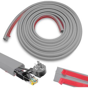 Kabelgoot bodem 25 mm x 14 mm 6 meter - kabelbrug vloer - flexibele pvc-vloerkabelbescherming - kabelafdekking - netstroom kabel - grijs