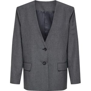 Jacqueline de Yong Blazer Jdysaga L/s Pinstripe Blazer Wvn Ex 15336281 Dark Grey Melange Dames Maat - L