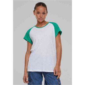 Urban Classics - Contrast Raglan Dames T-shirt - L - Wit/Groen
