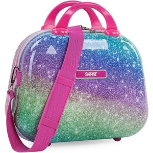 Middelgrote koffer- en beautycase-set. TSA-hangslot. Lichtgewicht. Bedrukt polycarbonaat. Telescopisch handvat. B, fuchsia