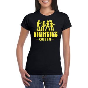 Bellatio Decorations Verkleed shirt voor dames - eighties queen - zwart/geel - jaren 80 - carnaval M