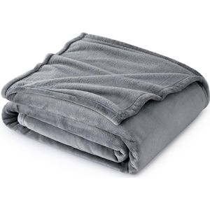 fleece deken voor bed en bank grijs 150x200cm, super zachte donzige deken voor woonkamer en slaapkamer