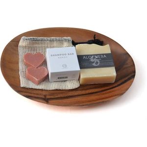 Floz cadeau voor hem en haar - geschenkset ovalen bord - natuurlijke zepen - fairtrade