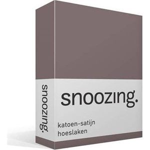 Snoozing - Katoen-satijn - Hoeslaken - Eenpersoons - 80x200 cm - Taupe