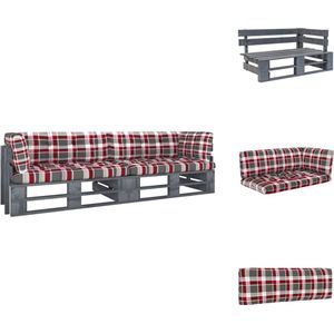 vidaXL Pallet Bank - Pallet Banken - Palletbank - Palletbanken - Tweezitsbank pallet met kussens grijs geïmpregneerd grenenhout