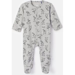 Woody kruippakje baby unisex - grijs - haas all-over print - 232-10-RBQ-Q/932 - maat 74