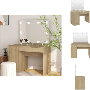 vidaXL Kaptafel - Eiken - MDF - 110 x 55 x 145 cm - Met LED-lampen - Badkamermeubel