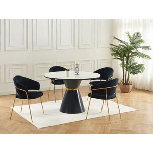 PASCAL MORABITO Set van 2 stoelen in fluweel en goudkleurig metaal - Zwart - MADOLIA van Pascal MORABITO L 55 cm x H 81 cm x D 55 cm