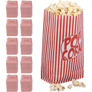 Relaxdays 1440x Popcorn zakjes rood-wit - popcornbakjes - uitdeelzakjes - snoepzak