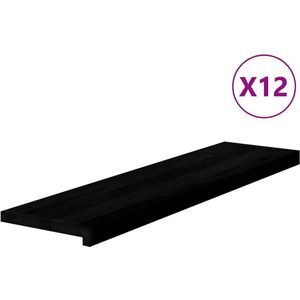 The Living Store Traptreden 12 st 100x25x2 cm massief eikenhout donkerbruin - Traptreden - Houten Trappen - Eikenhouten Traptreden - Trapplanken - Binnendecoratie