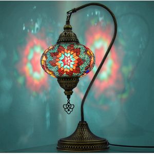 Mozaiek Zwanenhals Lamp, Handgemaakte, Nachtlampje, Turkse, Arabisch, Oosterse, Tiffany, Marokkaanse Decoratieve Tafellampen Voor Slaapkamer, Bureau, Woonkamer En Perfecte Cadeau Voor Speciale Dagen -Oceaan