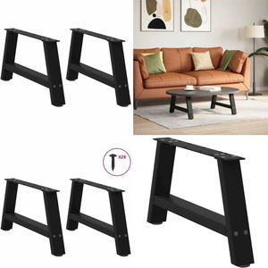 vidaXL Salontafelpoten 2 st A-vormig 70x(30-31) cm staal zwart - Salontafelpoot - Salontafelpoten - Tafelpoot - Meubeltafelpoot