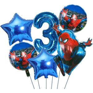 Spiderman folieballon 3 -Spiderman Marvel Hero Party Ballon 6 stuks Folie Ballon Verjaardag - Kinderfeestje - Versiering - Decoratie - Jomazo - spiderman verjaardag - spiderman themafeest - spiderman ballonnen - Disney feestje - superhelden feest