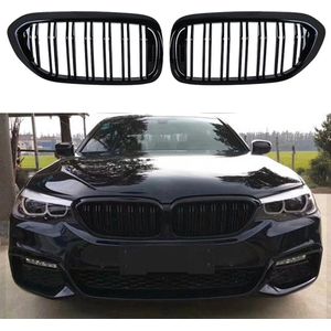 BukkitBow - Grill / Nieren geschikt voor BMW 5 Serie (G30/G31 Touring & Sedan) - M Performance Look Nieren - Hoogglans Zwart
