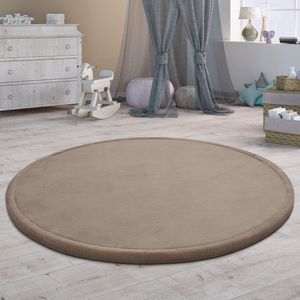 Paco Home Tapijt Rond Voor Kinderen Vloerkleed Kinderkamer Zacht Antislip Modern 120 cm Rund