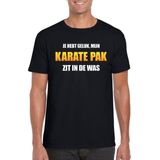 Mijn karate pak zit in de was fun t-shirt heren zwart - Carnaval verkleedkleding L