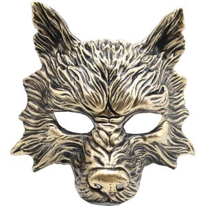 Masker Golden Wolf - Stevig plastic masker - goud