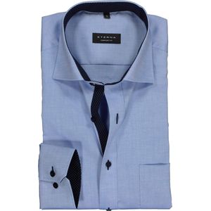 ETERNA comfort fit overhemd - mouwlengte 7 - fijn Oxford heren overhemd - lichtblauw (blauw gestipt contrast) - Strijkvrij - Boordmaat: 47