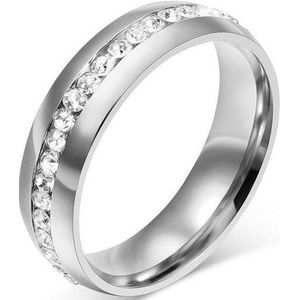 Schitterende Zirkonia Dames Ring |Volledig rondom belegd mét zirkonia|Zilver kleur 16,50 mm. Maat 52