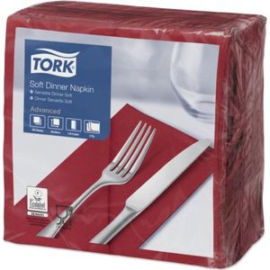 Tork tissue servet 39x39cm 3-laags 1/8-vouw burgundy 12x100