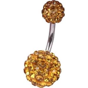 Fako Bijoux® - Navelpiercing - Disco Dots Duo - Oranje