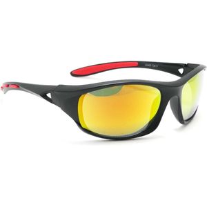 LYON JAUNE - Matt Zwart/Rood Sportbril met UV400 Bescherming - Unisex & Universeel - Sportbril - Zonnebril voor Heren en Dames - Fietsaccessoires