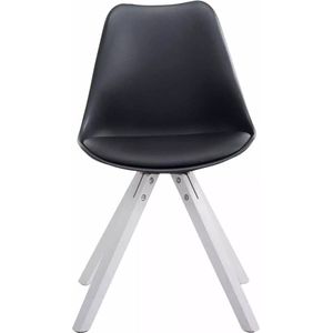 In And OutdoorMatch Bezoekersstoel Ima - Eetkamerstoel - zwart kunstleer - Witte poten - Set van 1 - Zithoogte 48 cm - Deluxe