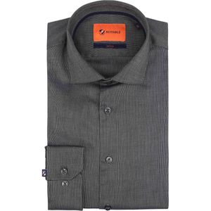 Suitable Hemd Roy Oxford Antraciet - Maat 38 - Heren - Hemden Formeel