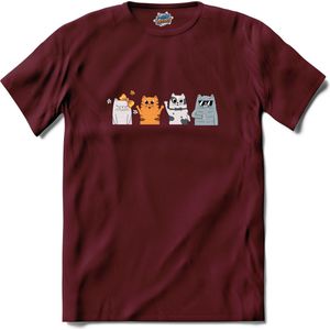 Cool Cats | Katten - Kat - Cats - T-Shirt - Unisex - Burgundy - Maat S