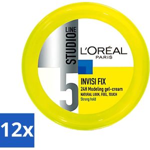 L'Oréal Paris - Gel - Studio Line - Invisi Fix - 24H Clean Modeling Gel Crème - 150 ml - Voordeelverpakking - 12 stuks
