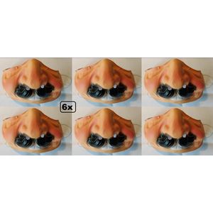 6x Halfmasker bolle wangen met snor - Mario - Tirolerman - Thema feest party carnaval masker wang feest pret fun festival