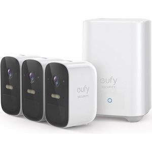 Eufy Cam 2C Draadloze Beveiligingsset - Inclusief Homebase 2 en 3 Camera's - Wit