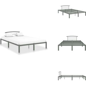 vidaXL Bedframe - Bedframes - Tweepersoonsbed - Tweepersoonsbedden - Bedframe metaal grijs 140x200 cm