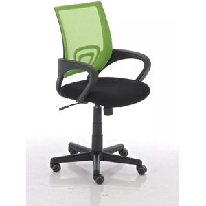 In And OutdoorMatch Luxe bureaustoel Hubert - Zwart/Groen - Op wielen - 100% polyester - Ergonomische bureaustoel - In hoogte verstelbaar - Voor volwassenen