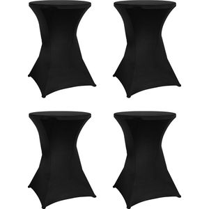 Statafelrok set - 4 stuks - ∅80-85 x 110cm - Statafelhoes - Wasbaar en Elastisch - Zwart