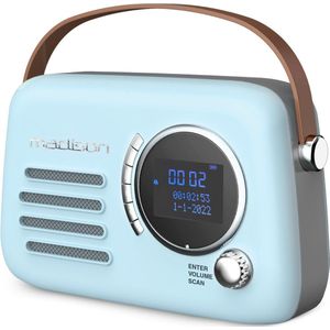 Freesound VR30BL-DAB trendy lichtblauwe retro radio met FM DAB BT en accu