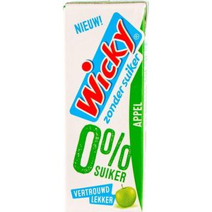 Wicky Appel Drink Zonder Suiker 0.0% | 20cl | Grote Tray 30 Pakjes