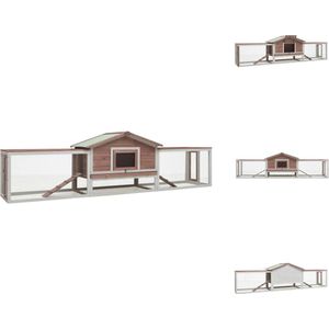 vidaXL Konijnenhok - Twee verdiepingen - Houten frame - Gaas van fijn ijzerdraad - Groen dak - Eenvoudige montage - 310 x 70 x 87 cm - Hok