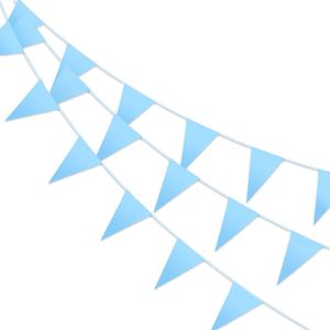LUQ – Luxe Licht Blauw Slingers – Vlaggenlijn 10 Meter - Verjaardag Slinger Versiering Feestversiering Vlaggen Decoratie