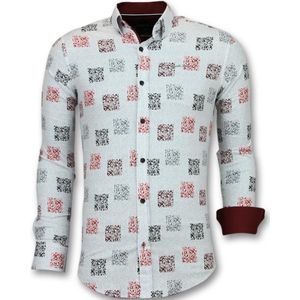 Getailleerde Overhemden Mannen - Bloemen Blouse Heren - 3012 - Wit