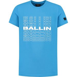 Ballin Amsterdam - Jongens Slim fit T-shirts Crewneck SS - Blue - Maat 16
